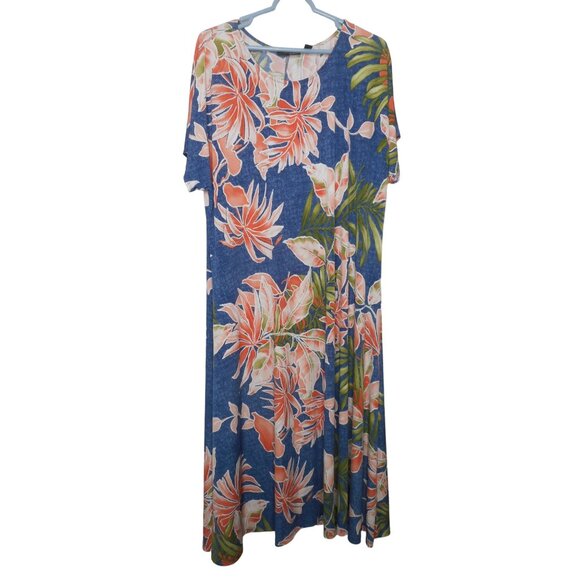 Attitudes by Renee QVC Sz 2XP Blue Orange Tropical Multicolor maxi dress - Picture 2 of 9